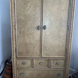Large Wooden Armoire with 4 Deep Drawers