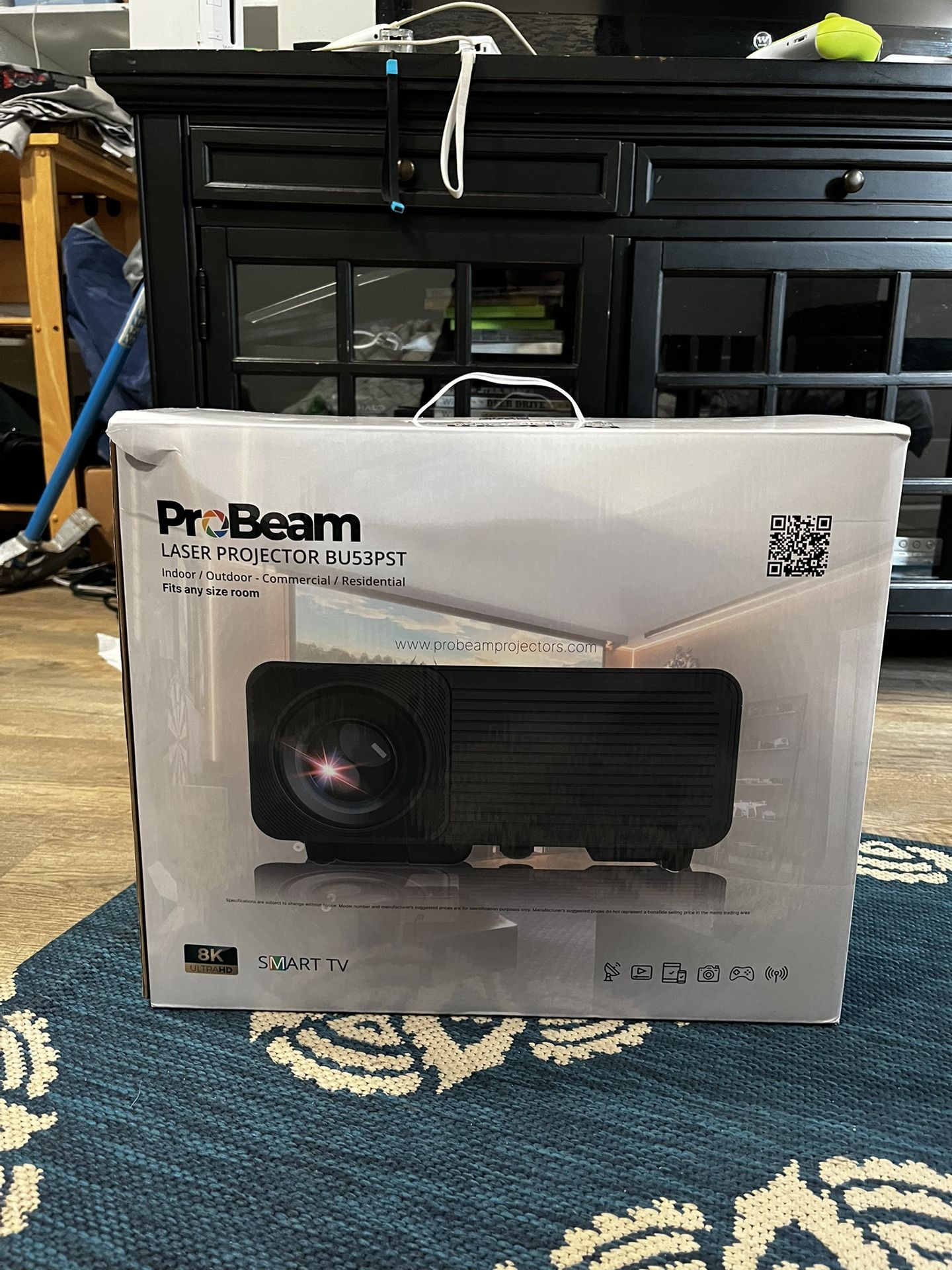 Projector, Surround Sound System And White Projector Screen