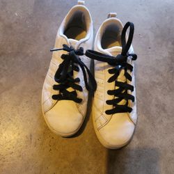 kids white adidas with black laces size 2 1/2 