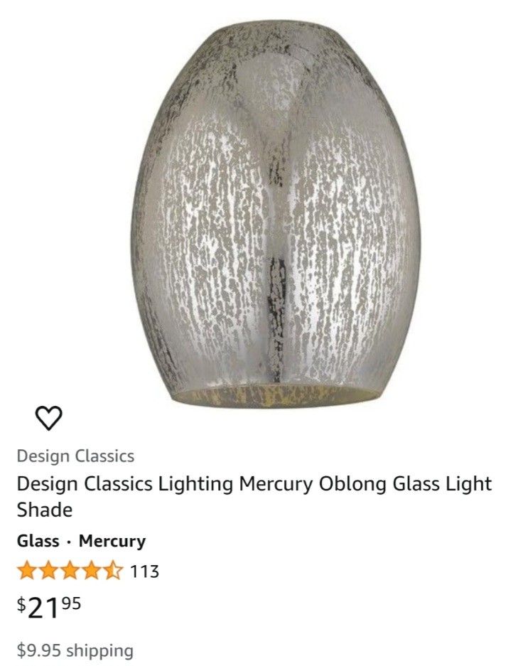 NEW! MERCURY GLASS LIGHT SHADE