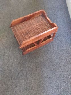 Two File Shelf Wood And W i cker