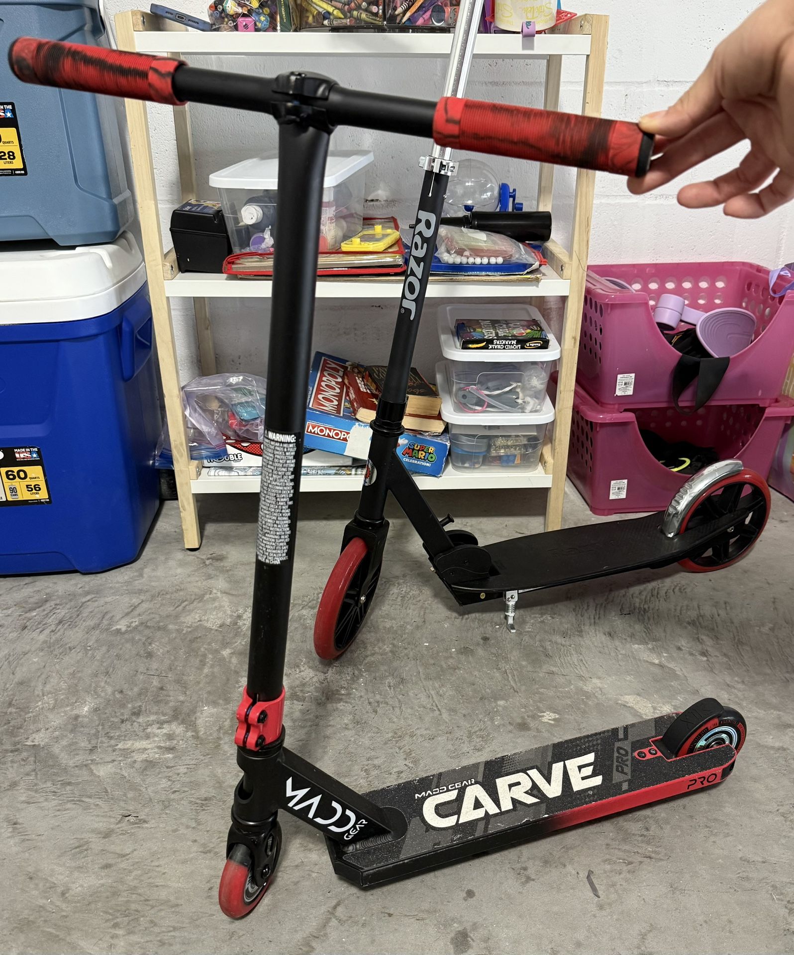 Scooter Madd Gear Red Carve Pro Freestyle Stunt Scooter - Strong Lightweight Aluminum Deck for Beginner 6 Years and Up