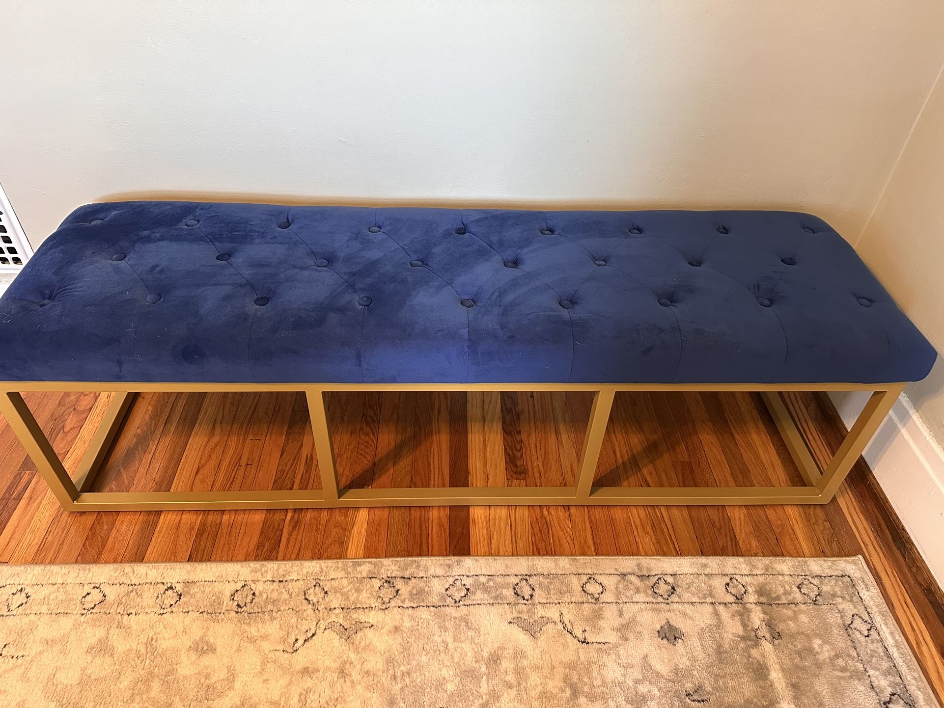 Blue Velvet Entryway Seat