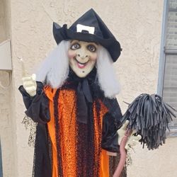 Standing Poseable Light-Up Witch Statue Halloween Decoration