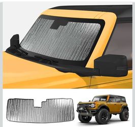 Mabett Windshield Sun Shade for Ford Bronco Accessories 2026,2021-2025, Insulated and Sun Protection by Sun Visor for Bronco 2/4-Door (Silver)