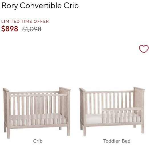 POTTERY BARN Rory Crib With Toddler Rail