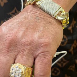 14k premium gold plated stamped miami Cuban bracelet and ring ✨✨✨