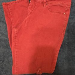 red jeans (short in legs)