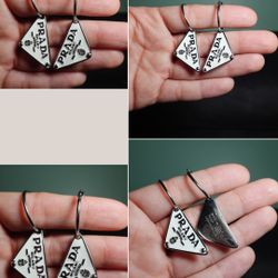 Earrings pendant white silver hoop new 