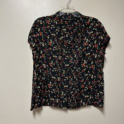 Women’s JONES NEW YORK multicolor, Short Sleeve, Print Button Down Top Blouse…*No Size Tag (Around a Size XL)