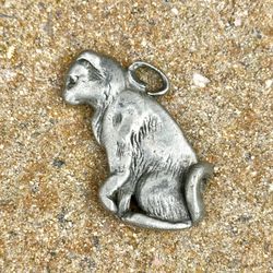 🐈‍⬛ Awesome vintage silver (pewter?) 3D cat charm pendant