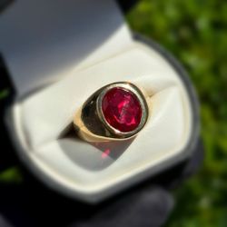 Jewelry 10k solid yellow gold red garnet 7.00CTW ring size 10