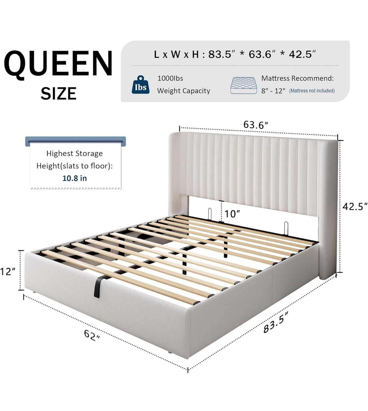 Queen Size Lift Up Storage Bed