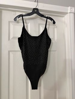 Black Rhinestone Bodysuit with Spaghetti Straps