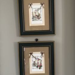 Double Matted Hand Painted Framed Pictures