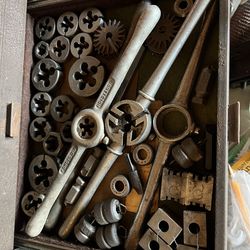 Vintage Tap & Die Set – Threading Tool Kit – Forged USA / Scotland – Machinist Tools
