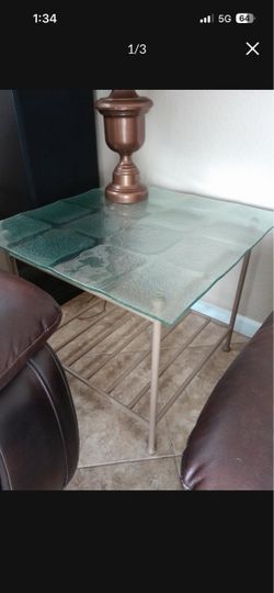 Glass Top Metal End Table
