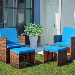 4 Pieces Patio Wicker Furniture Set Outdoor Patio Chairs