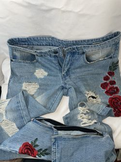 Skinny Jeans Pants Streetwear Rose Blue