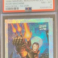 Vintage Graded 1994 Marvel Masterpieces War Machine Silver Holofoil Card Graded PSA 8 - Iron Man - Avengers - MCU - Rare