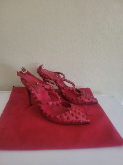Valentino Red Rockstud Slingback Heels - US 8