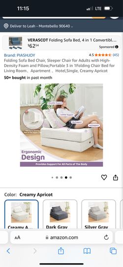 Folding Sofa Bed Chair, Sleeper Chair for Adults with High-Density Foam and Pillow,Portable 3 in 1Folding Chair Bed for Living Room、Apartment 、Hotel,S