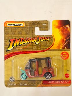 MATCHBOX # 51 OF 100 . INDIANAJONES SERIES . MBX TANGIERS TUK TUK . SHORT CARD .