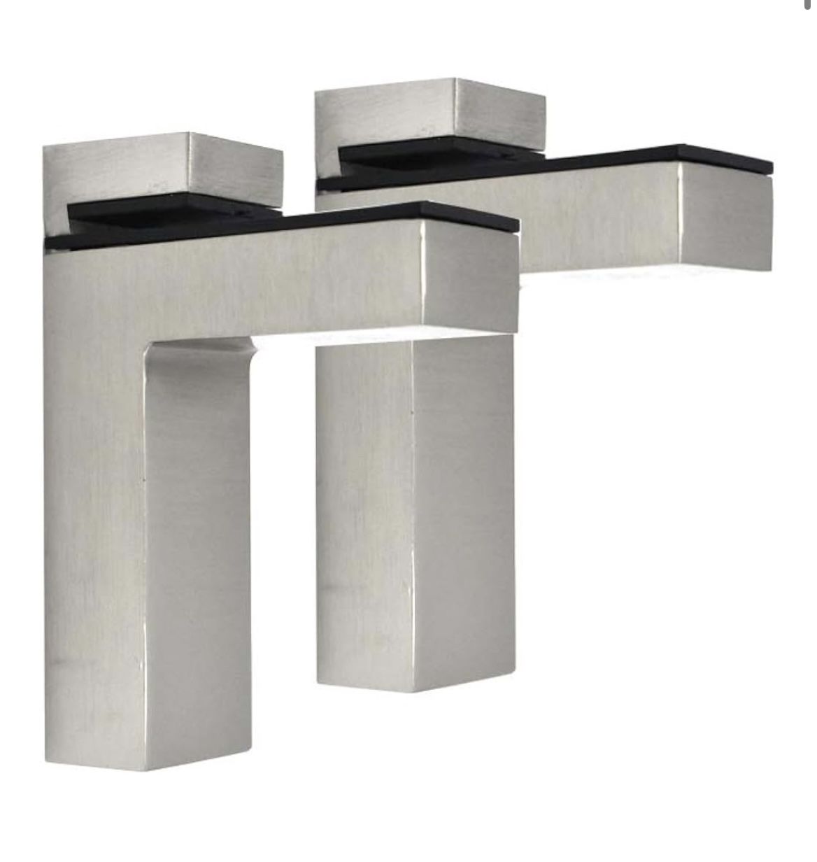 Solid Metal Adjustable Wood/Glass Shelf Bracket Wall Mount, Brushed Nickel Set Of Six