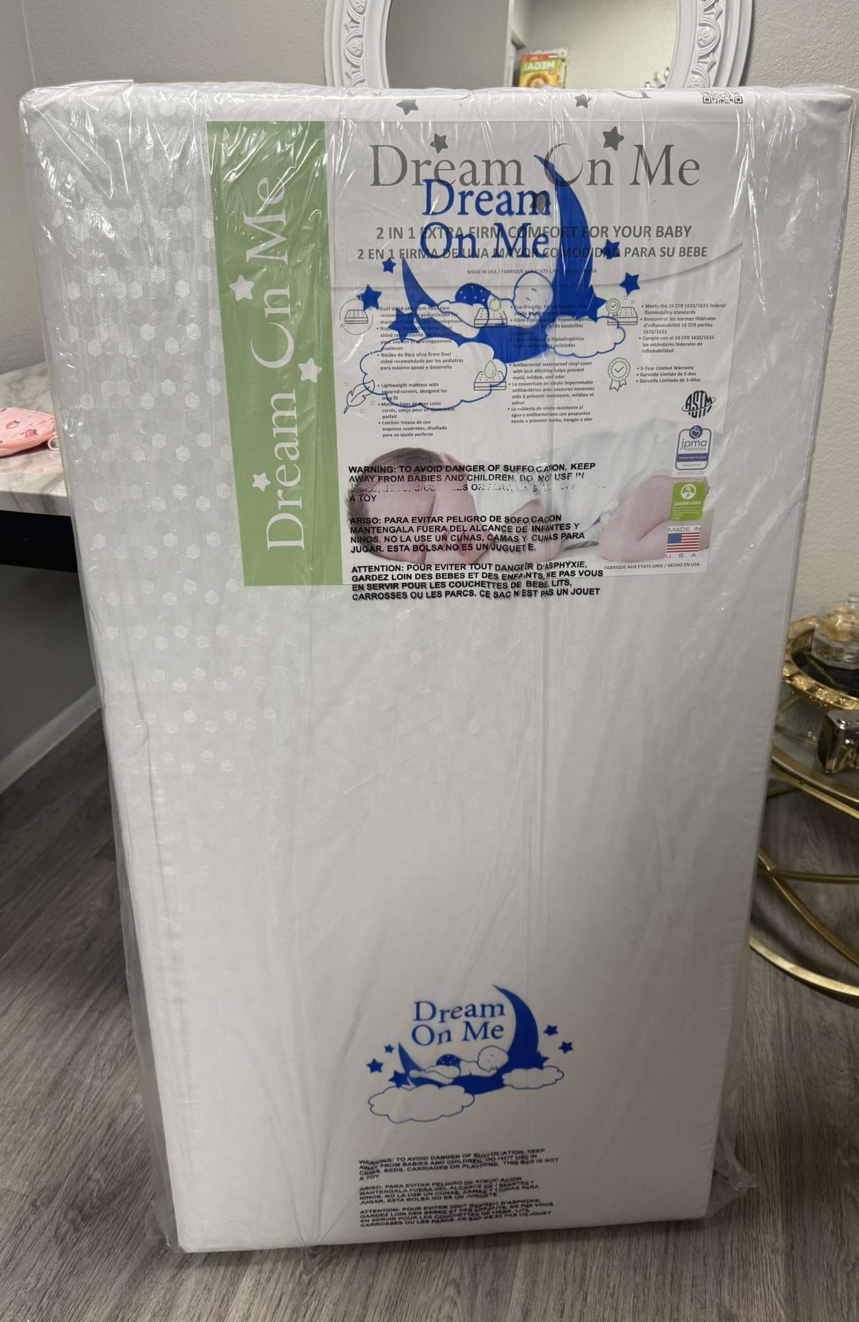 Dream On Me Honeycomb Orthopedic Firm Fiber Standard Baby Crib Mattress
