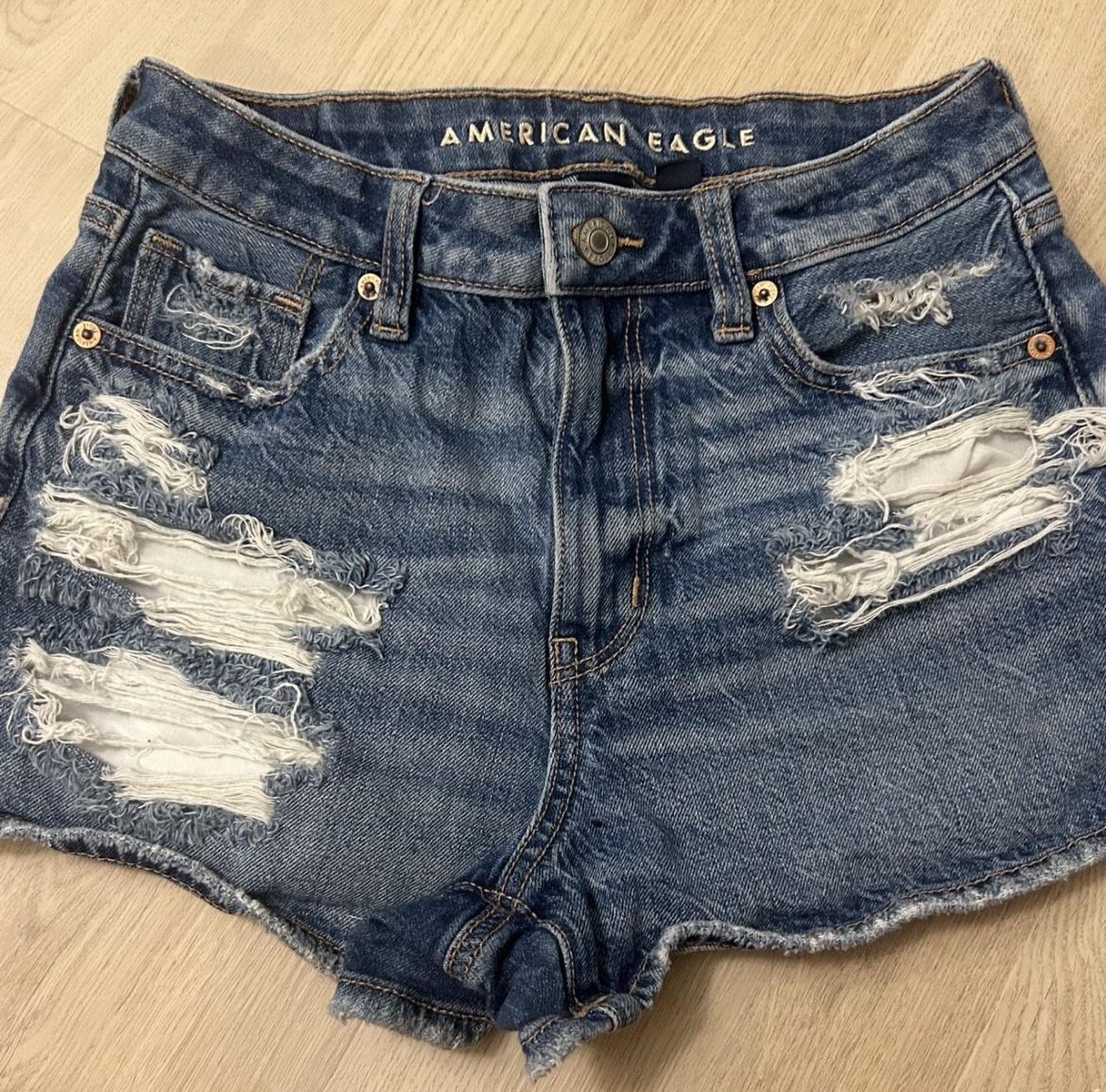 American Eagle Outfitters Women’s Distressed Denim Mom Shorts