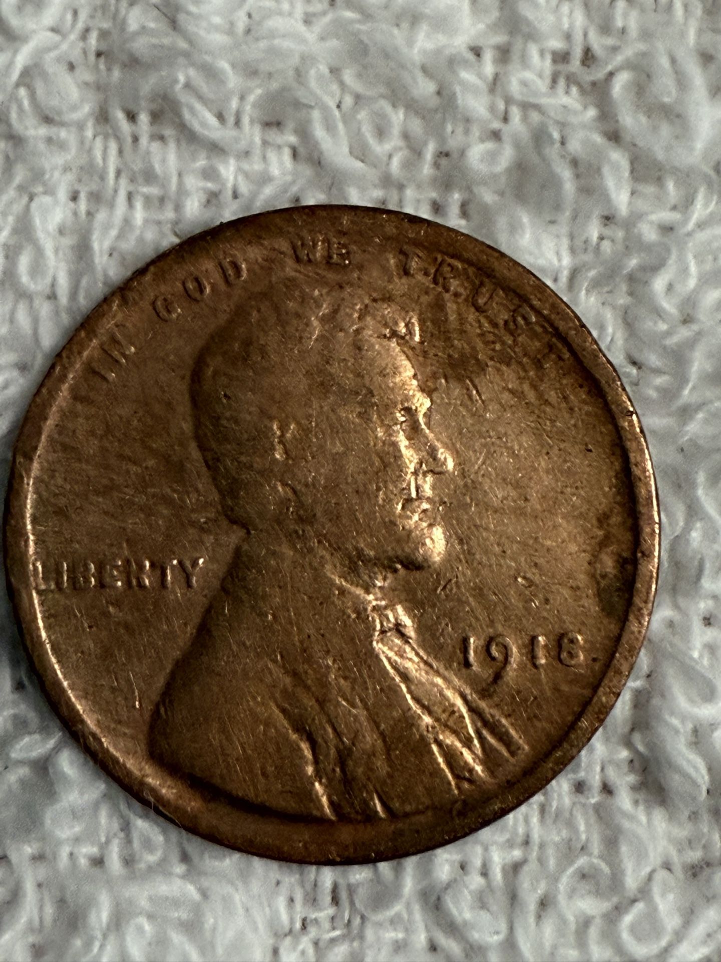 1918 wheat penny no mint mark-good condition
