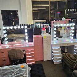 Brand New Vanity 13 Drawers W/ XL Hollywood MIRROR BLUETOOTH $1399 FREE 9 DRAWER CHEST & SIDE SHELVE