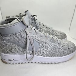 Nike Air Force 1 Ultra Flyknit Mid Shoes Men's 9 Wolf Grey Athletic Gym Sneakers