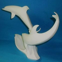 BEAUTIFUL KAISER WHITE PORCELAIN DOLPHIN STATUE BOCHMANN

