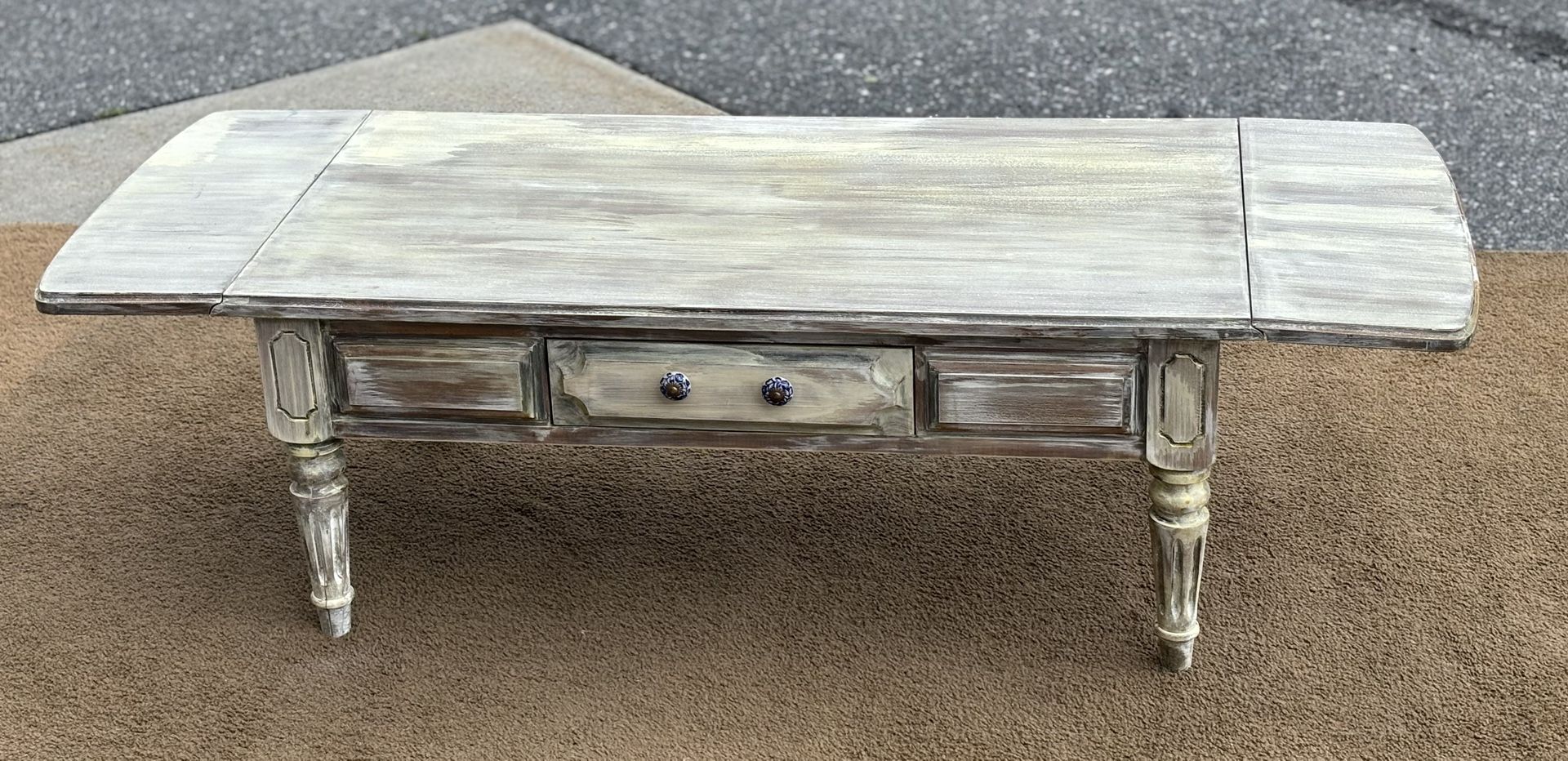 Hobby Lobby Single Drawer Painted Distressed Drop Leaf Coffee Table 