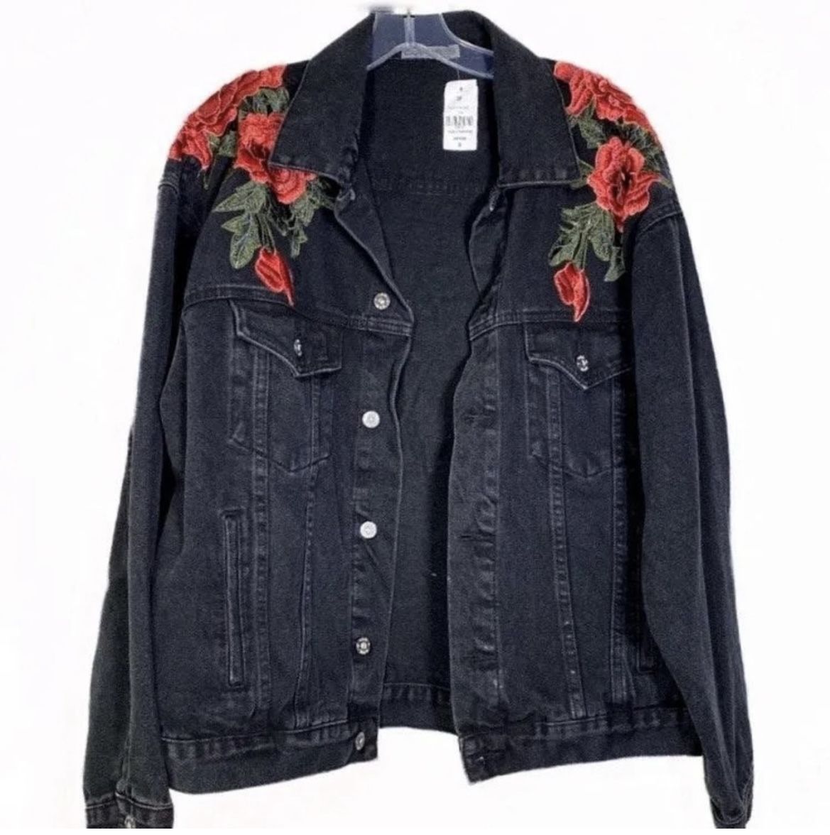 carmar rose denim jacket black