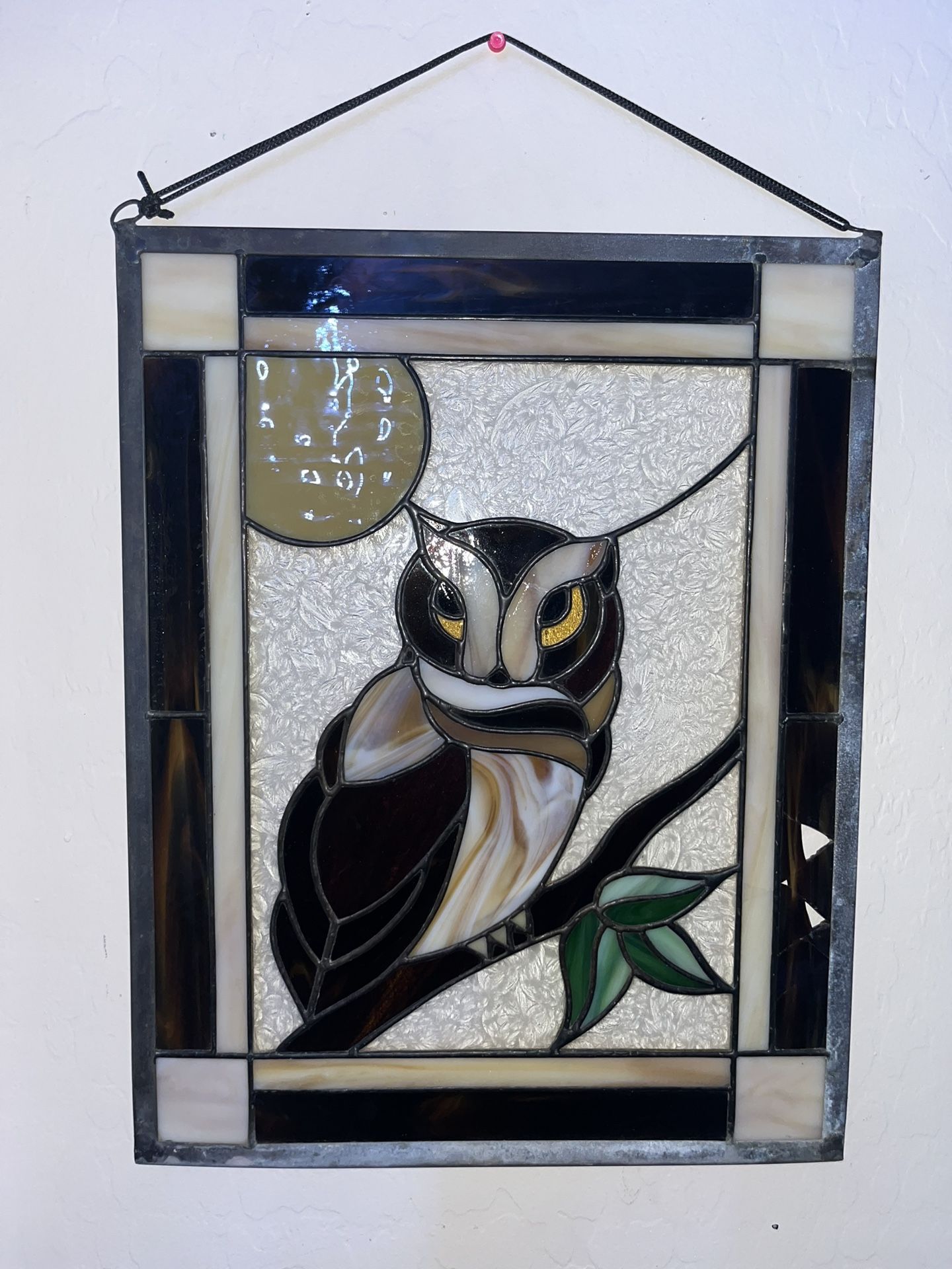 Framed Stained Glass Owl Art