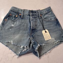 Levi's 501 Premium High Rise Denim Shorts Size 23