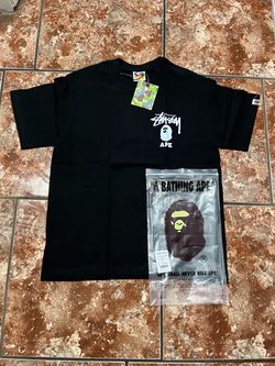 Bathing ape black and white stussy bape t shirt