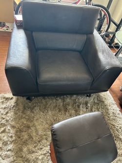 Leather chair and foot rest