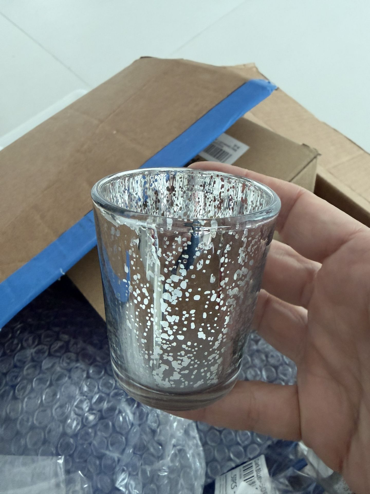 Silver Votives With Light