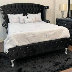 
\ASKdISCOUNTcOUPOn] queen King full twin bed dresser mirror nightstand bunk mattress /3pcs/🛎de Black Upholstered Platform Bedroom Set 