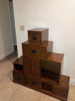 Japanese Tansu Step Chest Cabinet capable and interchangeable  delivery