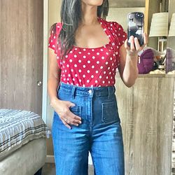 Frederick’s of Hollywood polka dot blouse