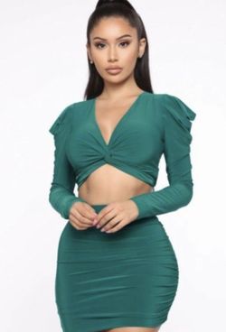 Fashion Nova 2 Piece Teal Squirt Set