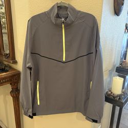 FOOTJOY Men Gray Zephyr Half-Zip Superbowl Embroidery Golf Windshirt Size Large