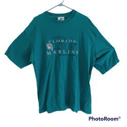 VINTAGE 1990's FLORIDA MARLINS GREEN BASEBALL T-SHIRT-XL 