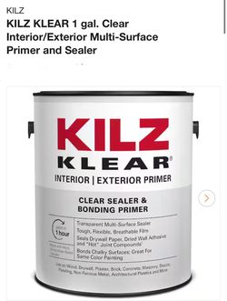 KILZ KLEAR 1 gal. Clear Interior/Exterior Multi-Surface Primer and Sealer(NEW SEALED)