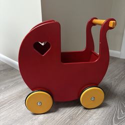 Moover Danish Wooden Pram Stroller W/Heart Cutouts 