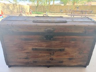 antique wooden dome steamer trunk